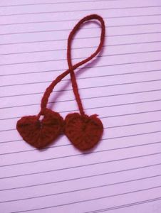 red heart crochet bookmark