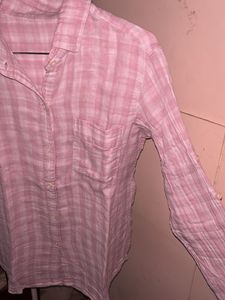 Chic Pink Plaid Long Sleeve Shirt