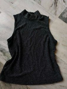 Sparkly Mock Neck Sleeveless Top