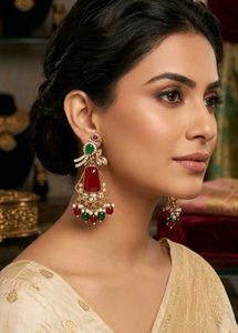 Exquisite Red & Green Stone Earrings