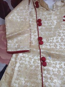 Kids Sherwani With Pearl Mala