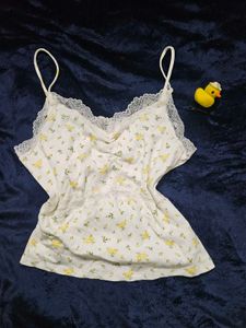 pintersty Floral Cami Top with Lace Trim - h&m