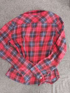Red Plaid Button-Up Shirt
