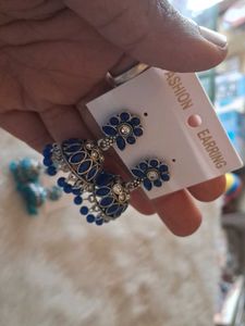 Blue Jhumka Earrings
