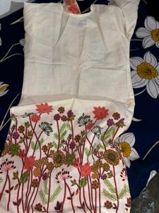 Elegant Cream Floral Kurta Set.only kurti