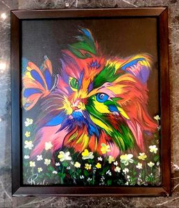 CUTE KITTY PAINTING FOR CHILDREN'S ROOM