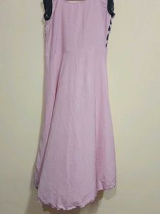 Pink Butterfly Print Ethnic Gown