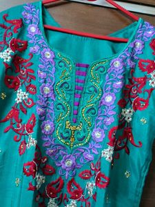 Embroidered Teal Kurta