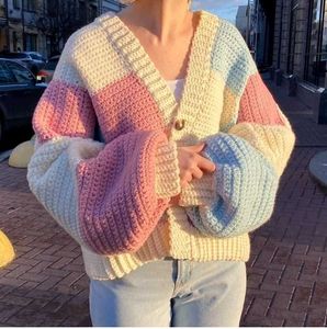Crochet Colorblock Cardigan