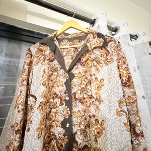 Vintage Floral Print Button-Up Shirt