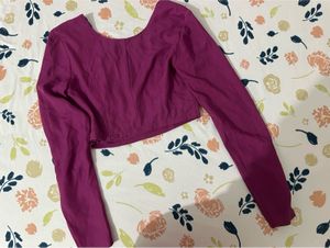 Purple Cropped Square Neck Top