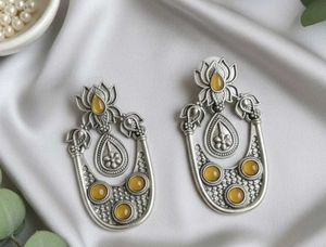 Oxidized Silver Jhumka Earrings