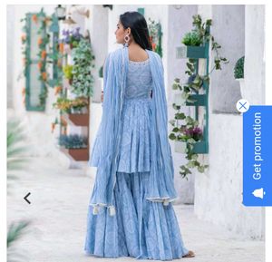 Blue Printed Sharara Set
