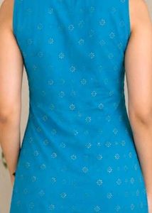 Elegant Blue Kurta with Embellished Neckline