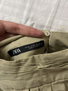 Zara Khaki Pleated Halter Neck Top