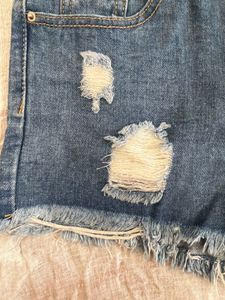 Denim ribbed shorts