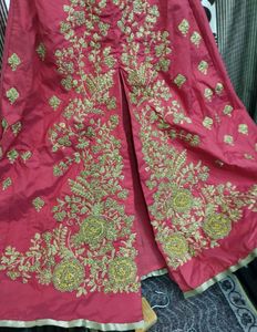 Front Open Gown With Sharara And Net Dupatta
