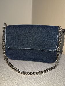 Denim Crossbody Bag with Chain Strap
