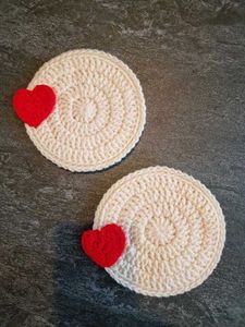 Crochet Coasters with Hearts