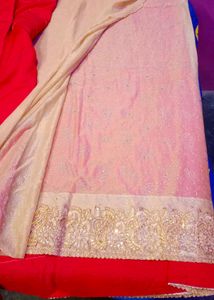 Beautiful Heavy Braidal Red Embellished Saree