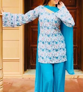 Floral Print Kurta Set with Palazzo