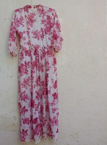 Pretty Pink Floral Long Dress / Frock