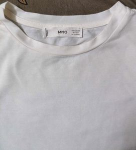 Mango brand White Puff Sleeve Top