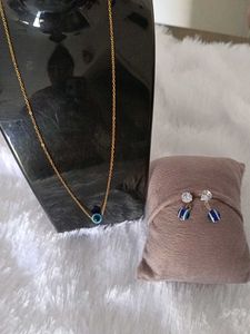 Evil Eye Necklace & Earrings Set