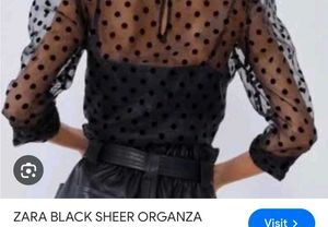 zara Sheer Polka Dot Puff Sleeve Top