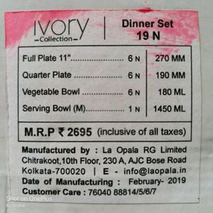 La Opala "Diva" Dinner Set