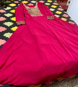 Stunning Pink Sequin Embellished Gown