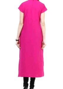 Vibrant Pink Kurta with Black Lace Detail