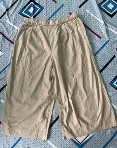 Length-30,,Women's Beige Wide Leg Cropped Pants