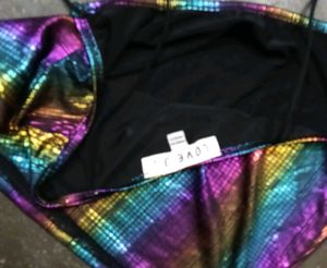 Rainbow Metallic Spaghetti Strap Crop Top