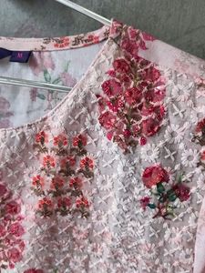 Beautiful Floral Print Pink Kurta