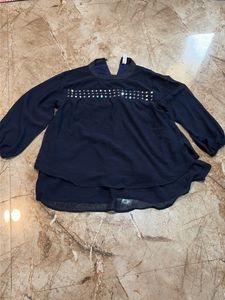 Navy Blue Embellished Top