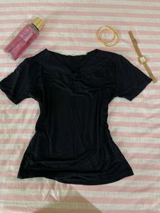 Stylish Black V-Neck T-Shirt