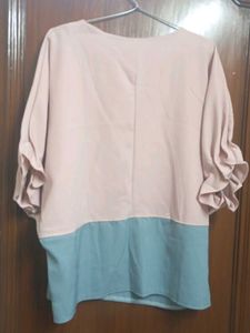 Chic Two-Tone Batwing Sleeve Top