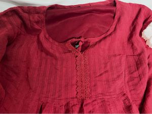 Red Embroidered Flared Kurta❤️