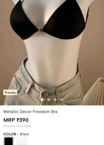 Stylish Black Metallic Decor Bra