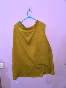 Yellow Knit Midi Skirt