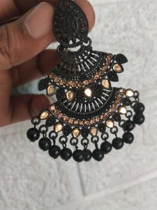 Elegant Black Jhumka Earrings
