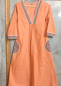 Orange Kurta Set with Pants