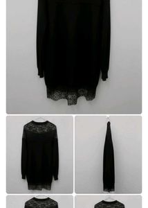 Black Lace Detail Long Sleeve Top