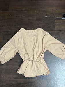 Elegant Beige Kimono Style Top