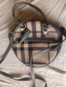 Circular Plaid Crossbody Bag