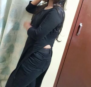 Black Cutout Back Maxi Tunic Top