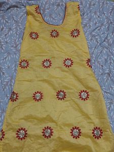 Yellow Embroidered Kurti