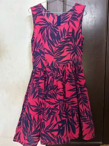 Pink &amp; Navy Floral Print Dress