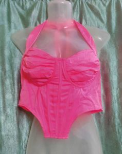 Hot Pink Halter Corset Top